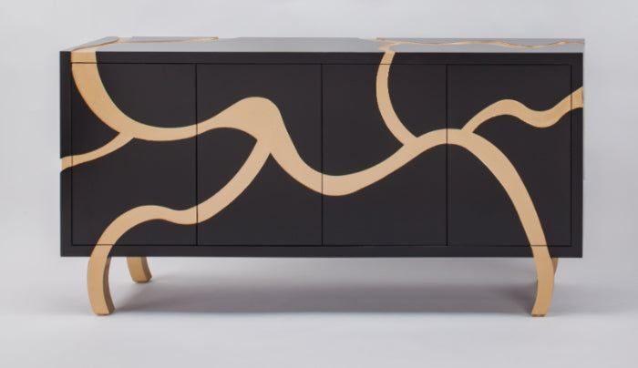 Black & Gold Cabinet 7F05-SB with Optional Mirror – Artmax - Home Elegance USA