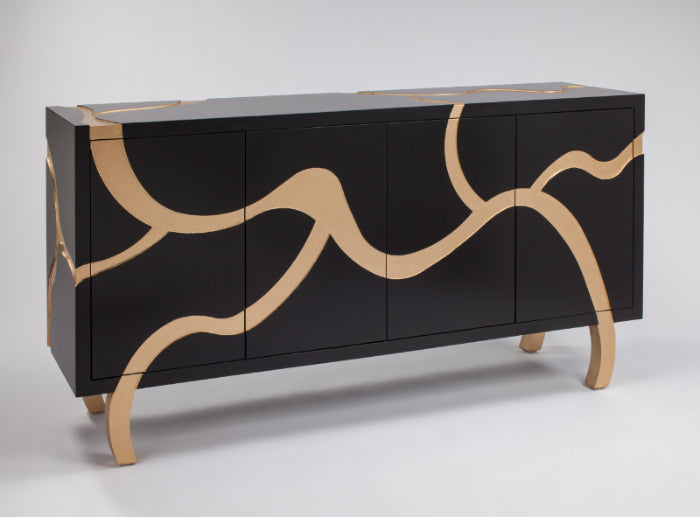 Black & Gold Cabinet 7F05-SB with Optional Mirror – Artmax - Home Elegance USA