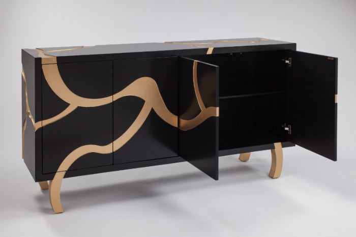 Black & Gold Cabinet 7F05-SB with Optional Mirror – Artmax - Home Elegance USA