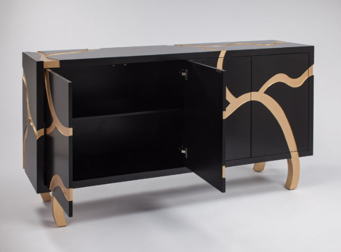 Black & Gold Cabinet 7F05-SB with Optional Mirror – Artmax - Home Elegance USA