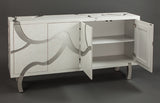 Frosty White Cabinet 7F05-S with Silver Inlay & Optional Mirror – Artmax - Home Elegance USA