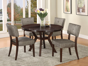 Drake Gray Fabric & Espresso Finish 5PCs Dining Room Set - sold by Home Elegance USA