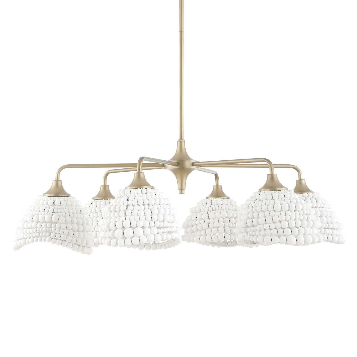 Biddeford 6 Light Beaded Pendant - Gold / White by Uttermost - View 3