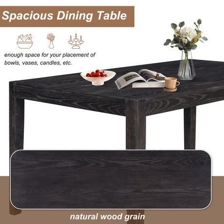 TREXM 7-Piece Retro Dining Table Set for 6, 1 Rectangular Wood Dining Table Set for 6 with Upholstered Chairs for Dining Room and Kitchen (Espresso) - sold by Home Elegance USA