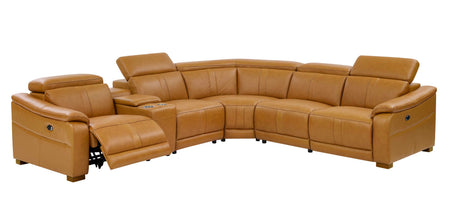Leather Match Modular Sectional with Recliner Seat and Adjustable Headrest and Storage Console with Cup Holders - sold by Home Elegance USA