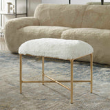 Charmed Sheepskin Small Bench - White / Gold by Uttermost - View 2