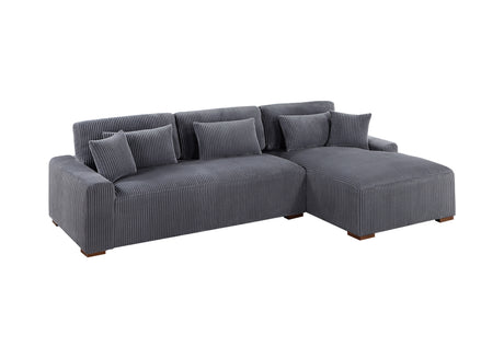 Modern 2pc Sectional Set XL Plush Corduroy Fabric Dark Gray LAF Sofa RAF Chaise Living Room Couch - sold by Home Elegance USA