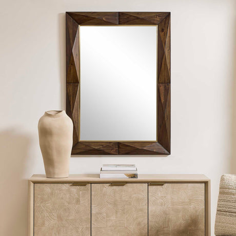 Diamond In The Rough Wood Mirror Gold / Woodtone - Dark Brown by Uttermost - View 2
