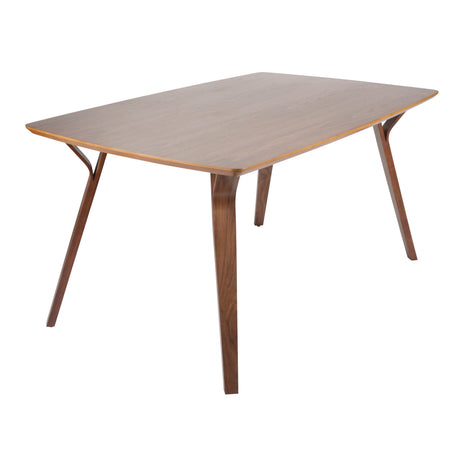 Folia-Bacci Mid-Century Modern Dining Set in Walnut Wood and Cream Fabric by LumiSource - 5 Piece - sold by Home Elegance USA