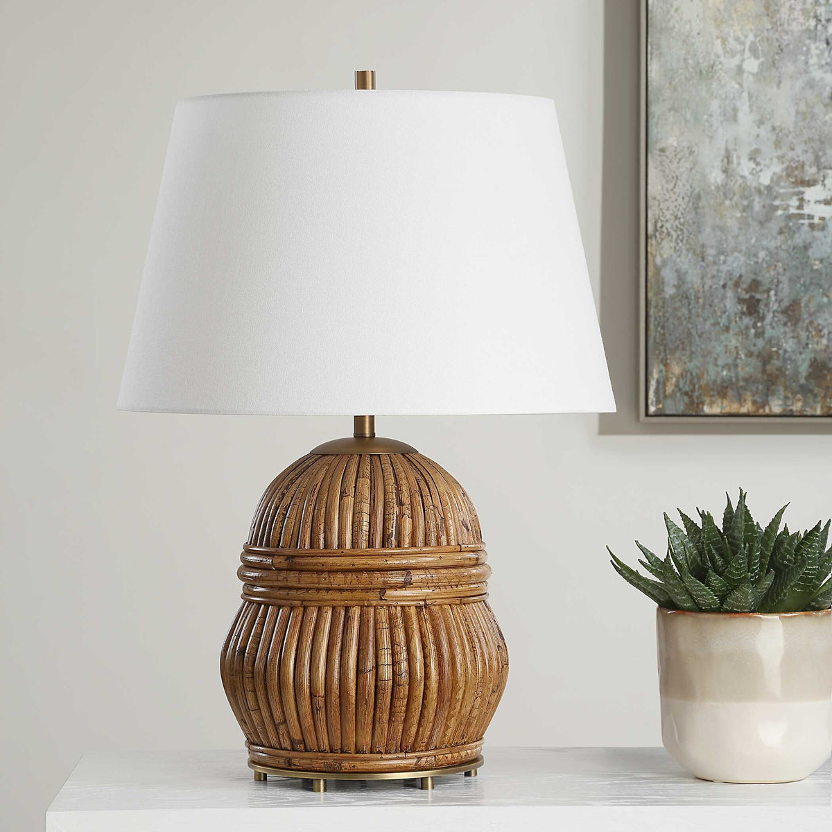 Reed Honey Rattan Table Lamp - Light Brown by Uttermost - View 3