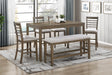 Stylish 6-Piece Counter Height Set Dining Table with Bench and Chairs Comfortable Light Brown Finish Wooden Dining Kitchen Furniture - sold by Home Elegance USA