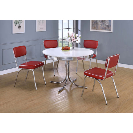 Parlisse White 5-piece Round Dining Set - sold by Home Elegance USA
