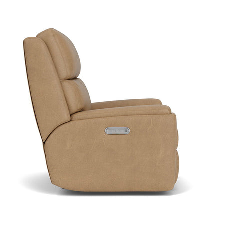 Rio Transitional Leather Power Recliner, Power Headrest | Flexsteel