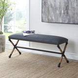 Firth Rustic Bench Navy - Blue / Light Brown by Uttermost - View 2