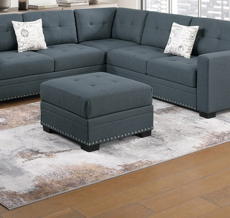 Casual Simple Tufted Couch Living Room Sectional 4pc Set Dark Gray Fabric Upholstered RAF/LAF One-Arm Loveseat Wedge Ottoman - sold by Home Elegance USA