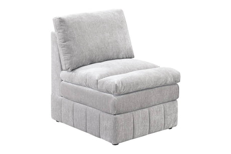 Contemporary 5pc Set Modular Sectional Set 2x One Arm Chair / Wedge 1x Armless Chair 2x Ottoman Granite Color Morgan Fabric Plush Living Room Furniture - sold by Home Elegance USA