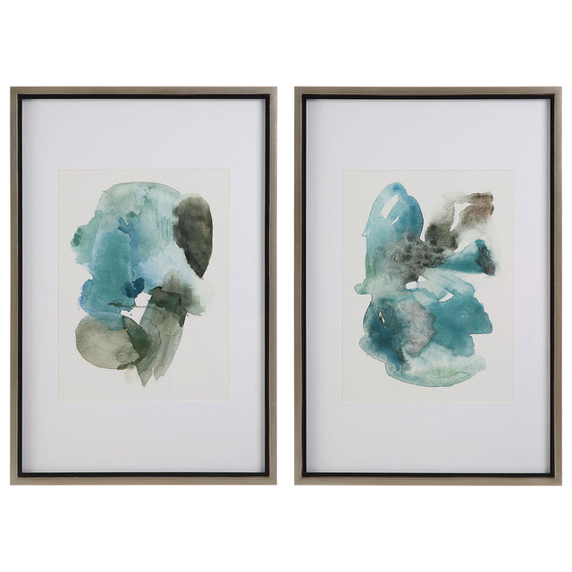 Blueprints Watercolor Prints (Set of 2) - Light Blue / White by Uttermost - View 1
