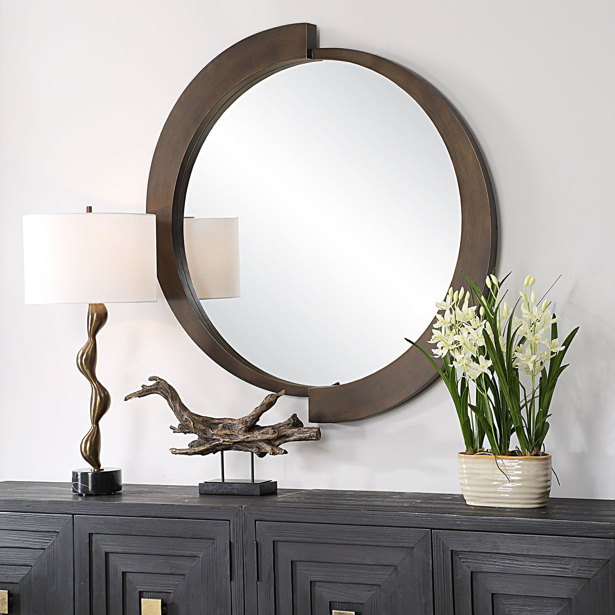 Reverse Round Mirror - Dark Brown by Uttermost - View 2
