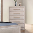 English Dovetail Drawers Chest 1pc White Oak Finish French Dovetail Back Felt Lined Top Drawer Transitional Bedroom Furniture