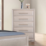 English Dovetail Drawers Chest 1pc White Oak Finish French Dovetail Back Felt Lined Top Drawer Transitional Bedroom Furniture