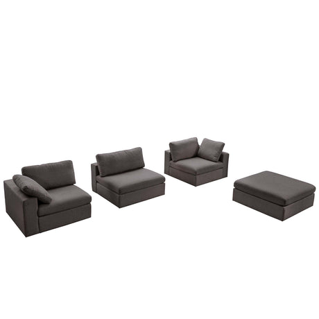 Cecilia Modular Corner Sectional Modern Fabric Sofa Dark Gray Sturdy Design - sold by Home Elegance USA