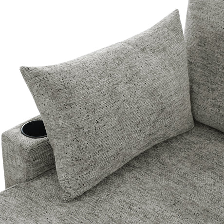 Versatile Light Grey Chenille Sectional Sofa Bed with Storage, Cup Holders & Charging Ports, 109.9' - sold by Home Elegance USA