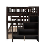 Stairway Full-Over-Full Bunk Bed with Drawer, Storage and Guard Rail for Bedroom, Espresso (OLD SKU: LT100310AAP) - sold by Home Elegance USA