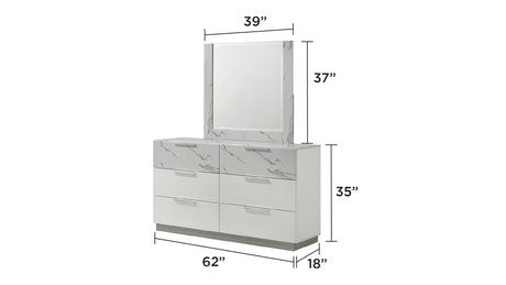 Mist Queen 5-Piece Set – Two-Tone High-Gloss Marble & Lacquer Finish with LED Lighting, Spacious Velvet-Lined Storage White (NJ Inventory) - sold by Home Elegance USA