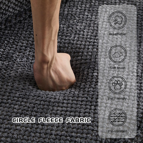 Compression Mahjong Sofa,Convertible Floor Sofa Bed,DIY Boneless Modular Sectional Sofa,No Assembly Required,Circle fleece fabric,Oversized 4 Seater with 2 Ottoman,Dark-grey - sold by Home Elegance USA