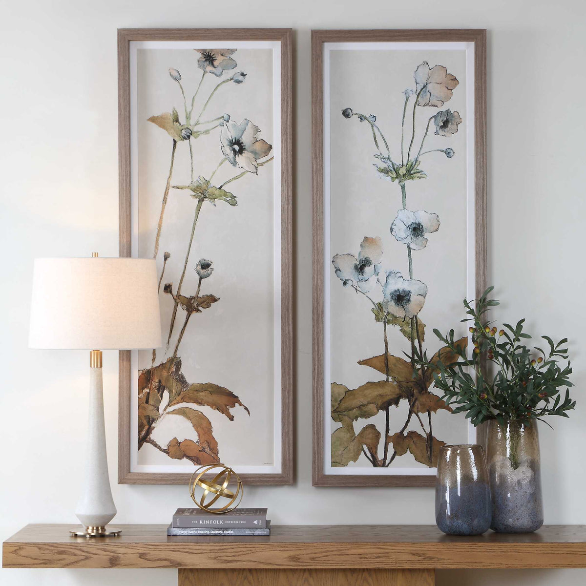 Garden Study Framed Floral Prints (Set of 2) - Green / White by Uttermost - View 2