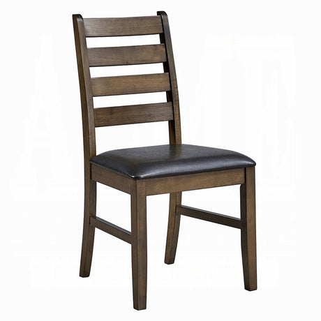 Walnut Finish 5pc Dining Set Table and 4 Side Chairs Brown Synthetic Leather Upholstery Solid Rubber Wood Kitchen Furniture - sold by Home Elegance USA