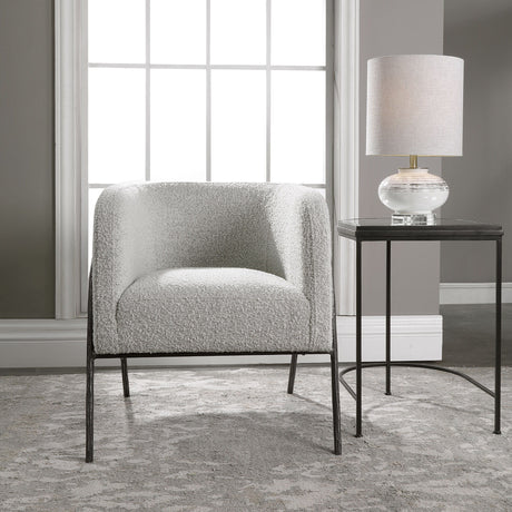 Jacobsen Accent Chair - Light Gray / Black by Uttermost - View 2