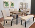 Amisos 6-Piece Dining Set, Hairpin Dining Table with 4 Chairs and Upholstery Bench, 3 Color Options - sold by Home Elegance USA