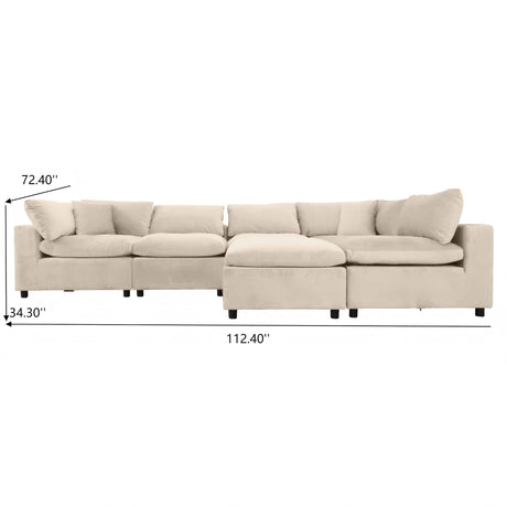 Hayward Ivory Velvet Modular Sectional Sofa with Foam Cushions and Removable Back, Elegant and Durable - sold by Home Elegance USA