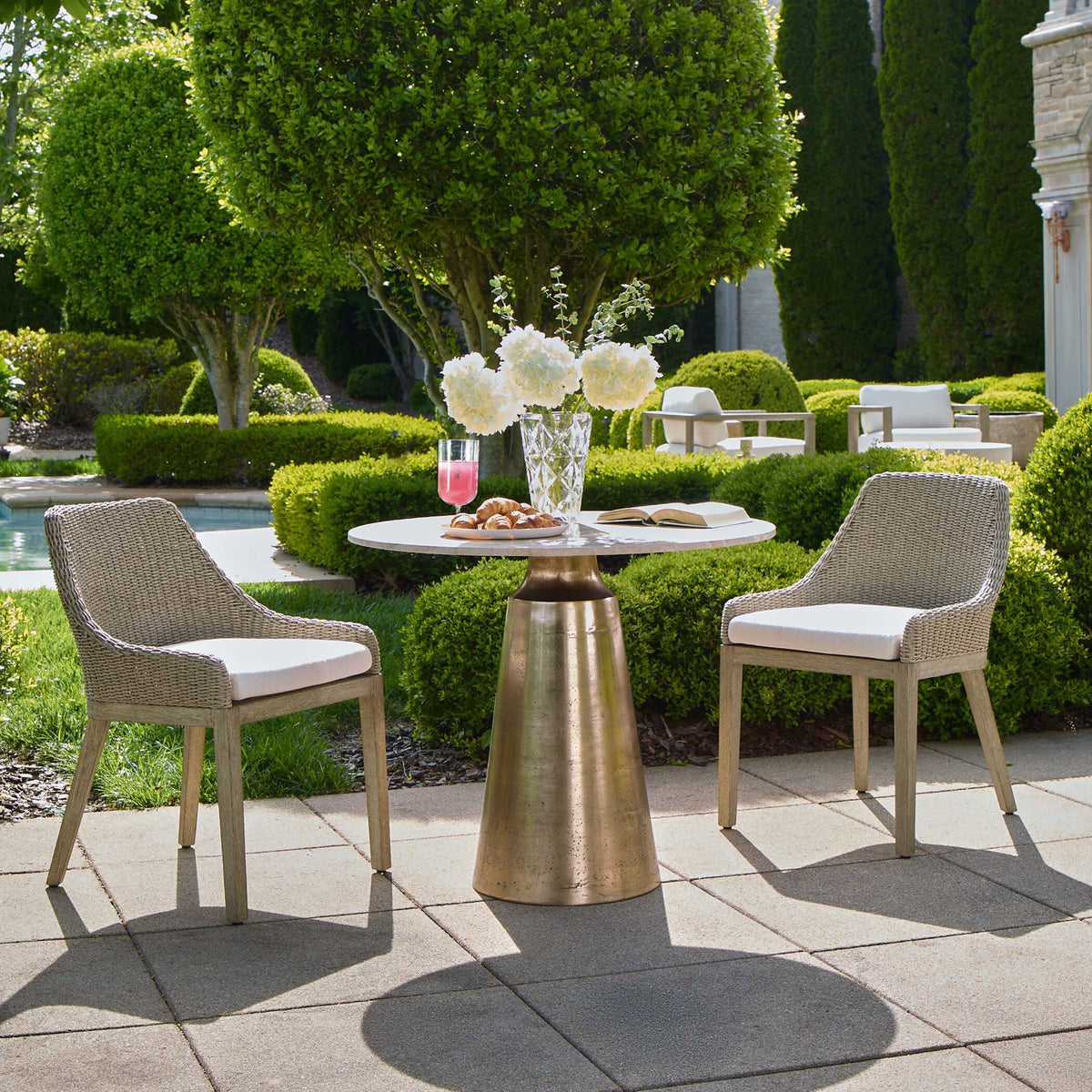 Midsummer Indoor-Outdoor Bistro Table Brass - Bronze / Beige by Uttermost - View 2