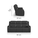 Ziggy Power Reclining Sofa With Power Headrest, Lumbar, Heat & Massage - Iron | Flexsteel