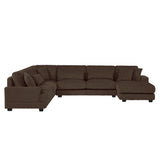 Modern Oversized U-shaped Sectional Sofa with Chaise Lounge, Brown Corduroy Upholstery, 129 inches