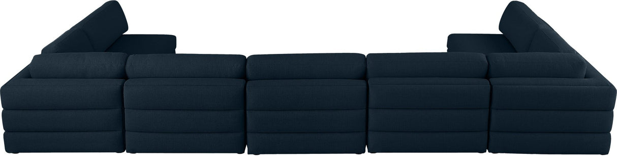 Beckham - Modular Sectional 7 Piece - Navy - Fabric | Home Elegance USA