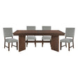 Walnut Finish Modern Dining Set 5pc Table with Self-Storing Extension Leaf and 4 Chairs Upholstered Wooden Furniture - sold by Home Elegance USA