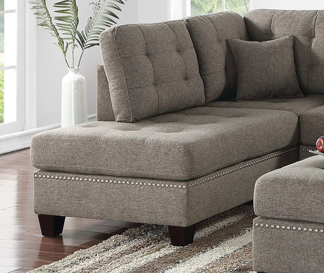 Modern Coffee Color 3pcs Sectional Living Room Furniture Reversible Chaise Sofa And Ottoman Tufted Polyfiber Linen Like Fabric Cushion Couch Pillows - sold by Home Elegance USA