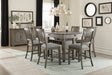 Antique Gray Dining Furniture Counter Height Table w Drawers Wine Rack Shelf and 6x Counter Height Chairs 7pc Set Dining Set Classic Style - sold by Home Elegance USA