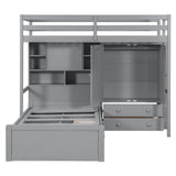 Twin Bunk Bed with Drawers, Wardrobe, Storage Shelves and Hydraulic Bed,Gray - sold by Home Elegance USA
