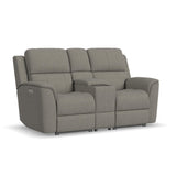 Henry Power Reclining Loveseat With Console & Power Headrests & Lumbar - Fog | Flexsteel