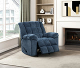 Gentle Rocking Motion Reclining Chair 1pc Blue Chenille Upholstery Ultra Comfort Living Room Furniture