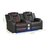 Benz LED & Power Reclining Loveseat Made With Faux Leather in Gray - 659436213258 - Home Elegance USA - 10