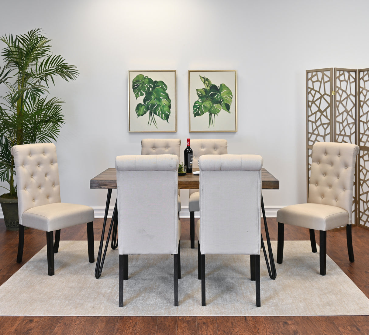 Juego de comedor Ashford de 7 piezas, mesa de comedor Hairpin con 6 sillas, 4 opciones de color