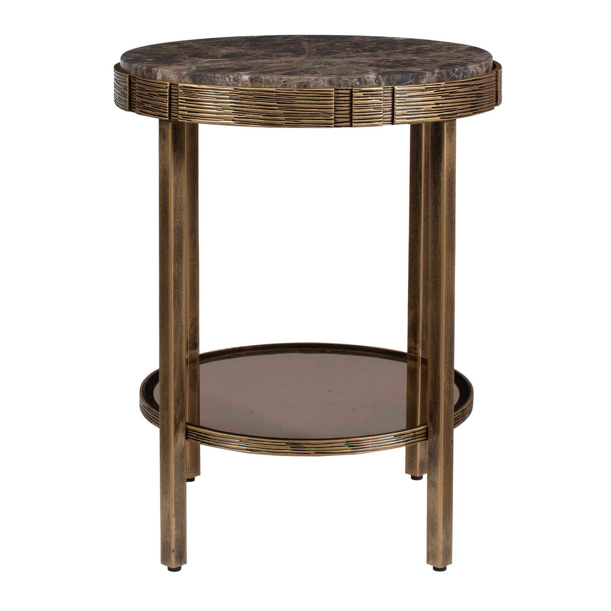 Cusano Round Dark Marble Accent Table Brass / Brown - Gold / Dark Brown by Uttermost - View 5