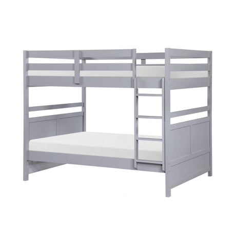 Bunk Bed Full Over Full Gray Finish Sturdy Wood Frame Guard Rails Youth Bedroom Furniture 1pc - sold by Home Elegance USA