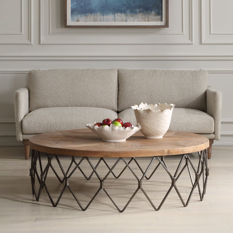 Chain Reaction Wooden Coffee Table - Light Brown by Uttermost - View 2