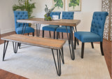 Ashford 6-Piece Dining Set, Hairpin Dining Table with 4 Chairs and Bench, 4 Color Options